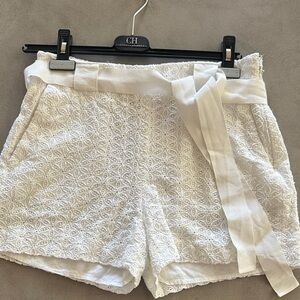 Carolina Herrera White Lace High Waist Shorts